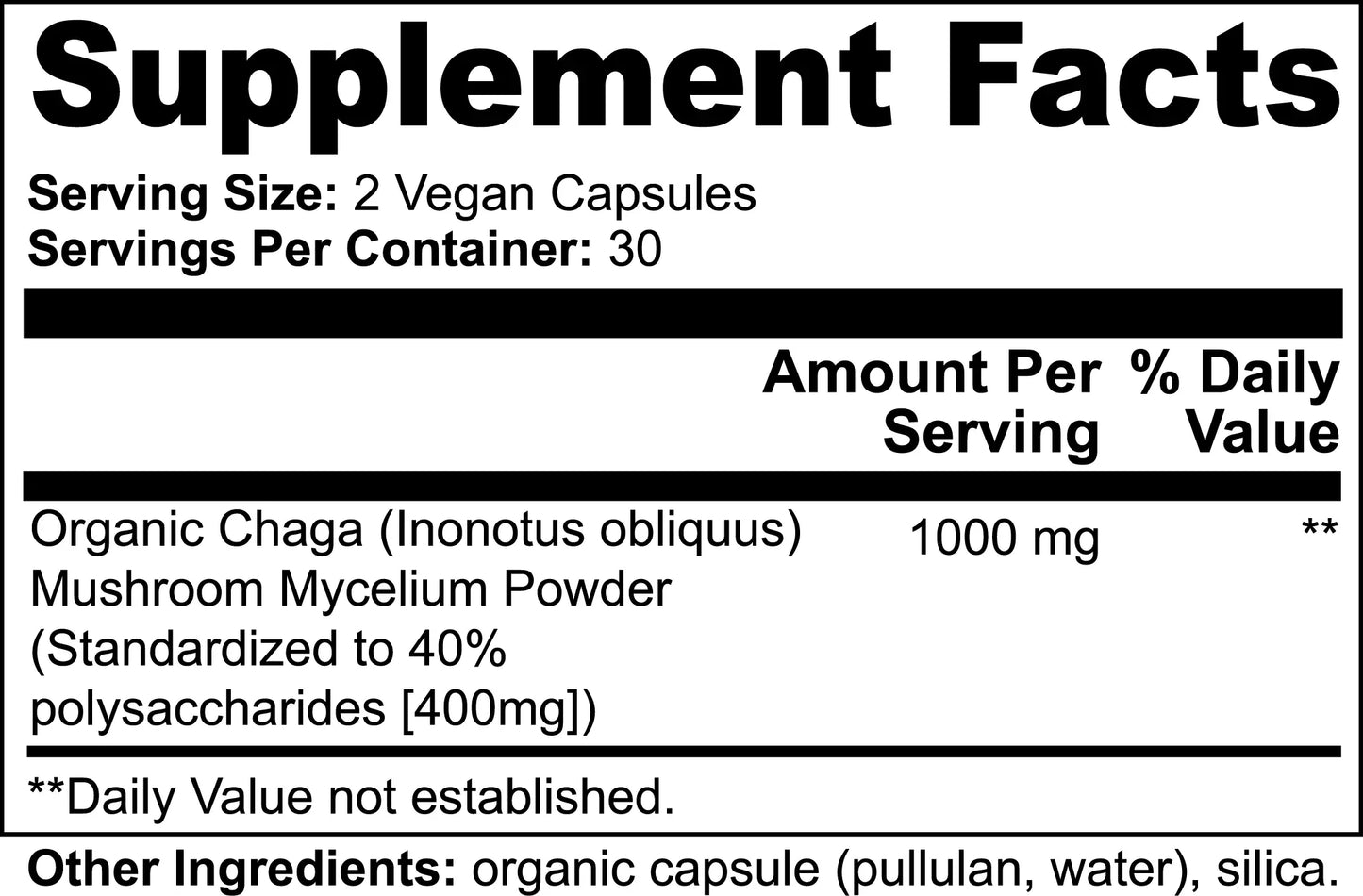 Chaga Mushroom Capsules Supplement Facts – Nutrition Tribune