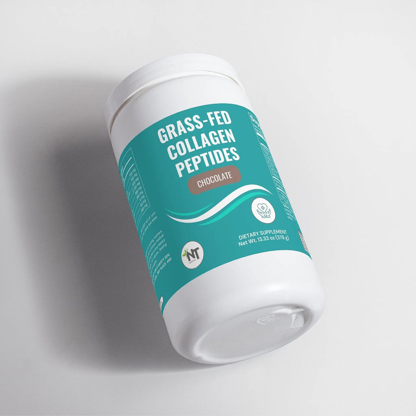 Grass Fed Collagen Powder Chocolate with side label - Nutrition Tribune