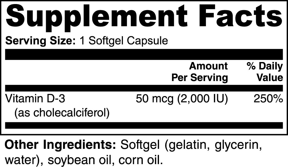 Vitamin D3 2,000 IU Nutrition Tribune