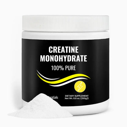 Creatine Monohydrate front view with powder – Nutrition Tribune supplement