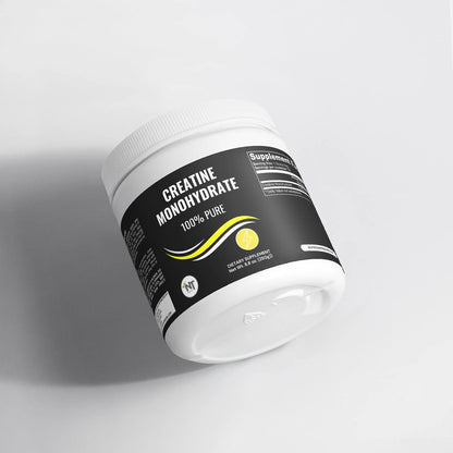 Creatine Monohydrate container side angle – 100% pure supplement by Nutrition Tribune