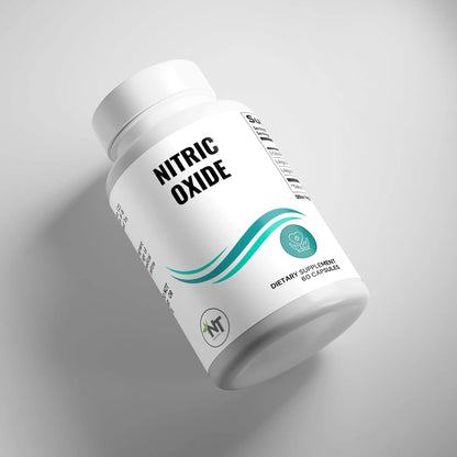 Nitric Oxide Capsules angled supplement bottle by Nutrition Tribune